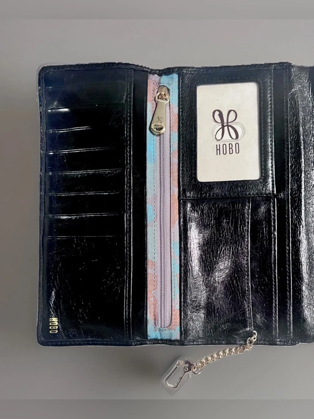 HOBO RACHEL Continental Wallet Black Leather Kiss-Lock Clutch Bag Magnetic Retro